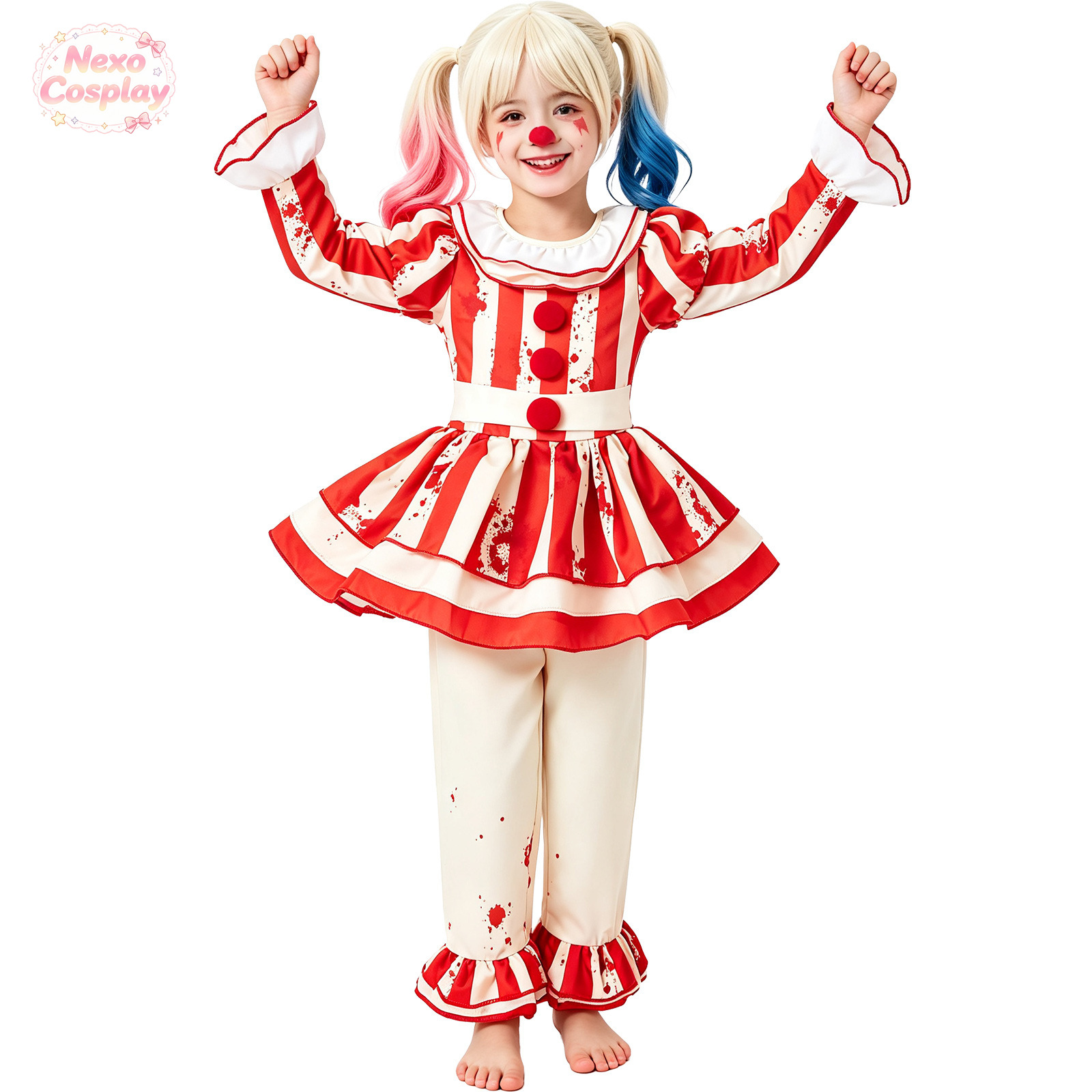 Kids Red White Striped Horror  - Anime Cosplay Kid ulasan dan harga