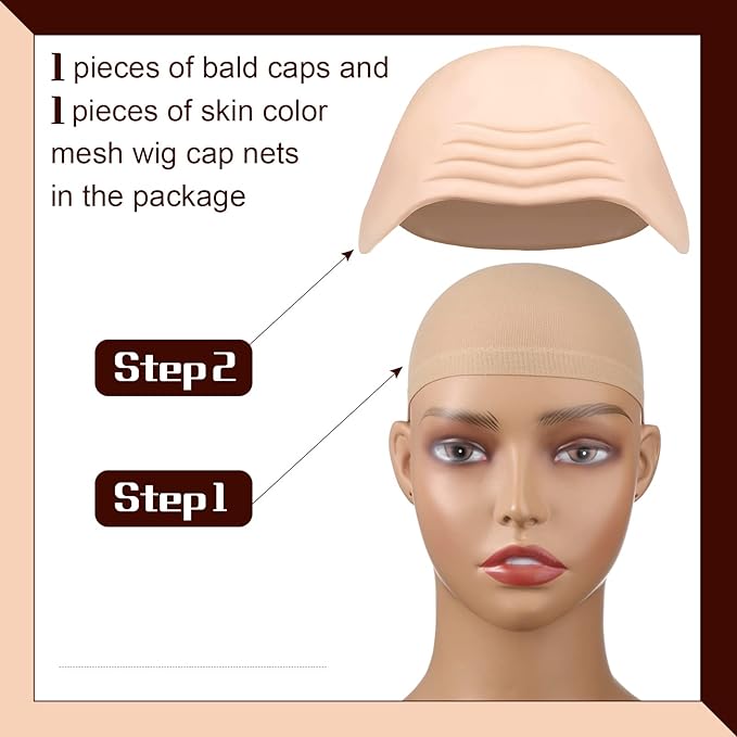 2 Pieces Latex Bald Cap with N - Anime Cosplay Makeup ulasan dan harga