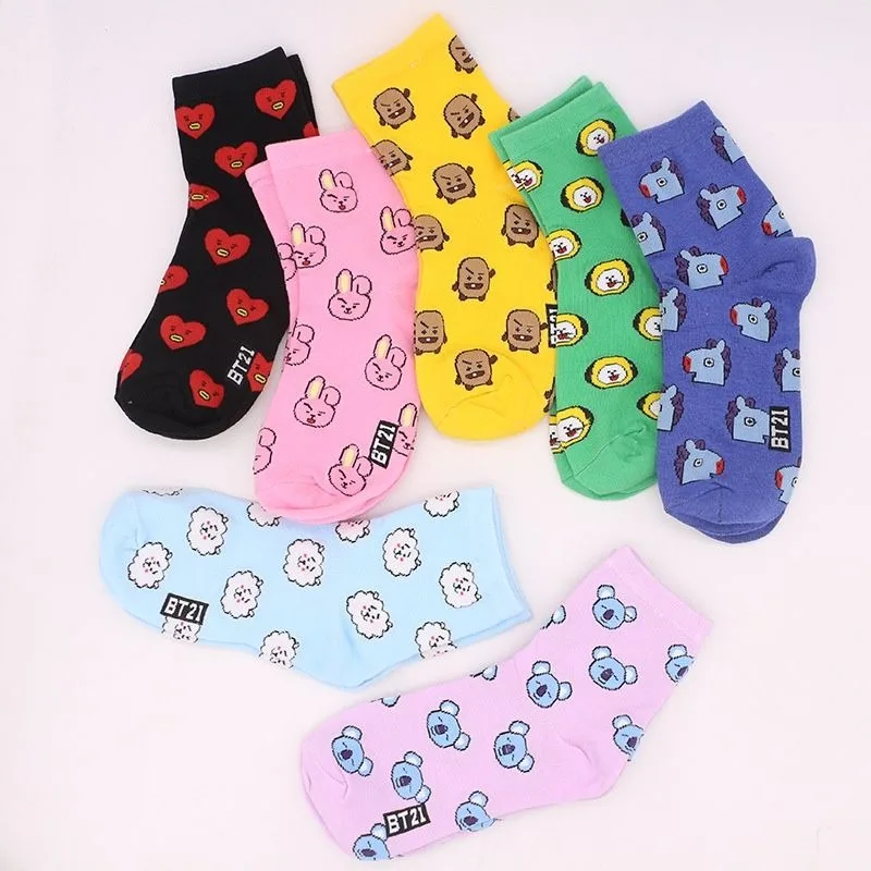 Kawaii BT21 Cartoon Socks Cute - Cosplay Korean Anime ulasan dan harga