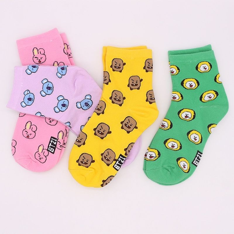 Kawaii BT21 Cartoon Socks Cute - Cosplay Korean Anime ulasan dan harga